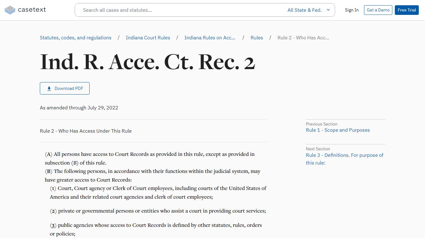 Rule 2 - Who Has Access Under This Rule, Ind. R. Acce. Ct ...